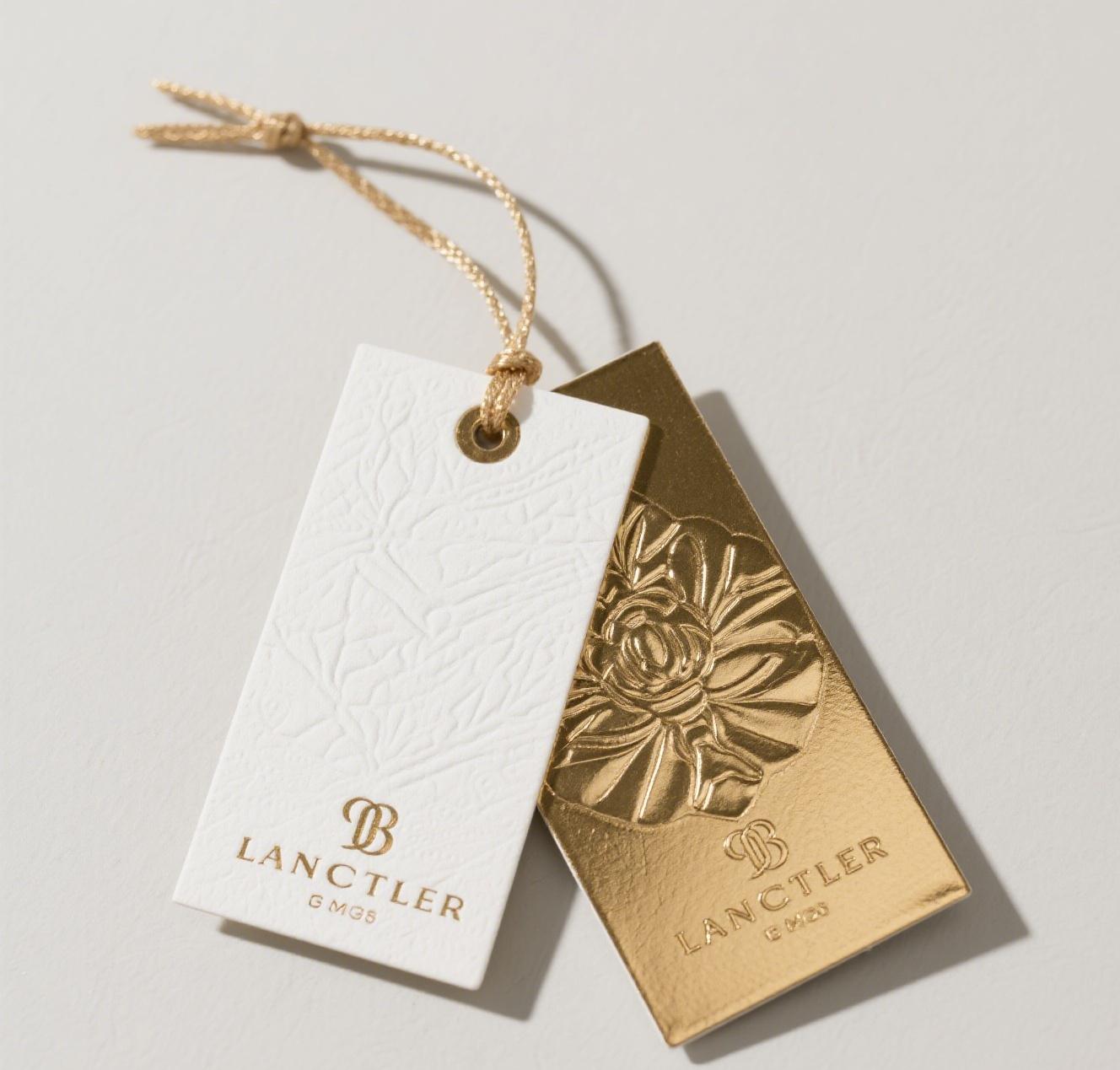 Luxury garment hang tag with foil details